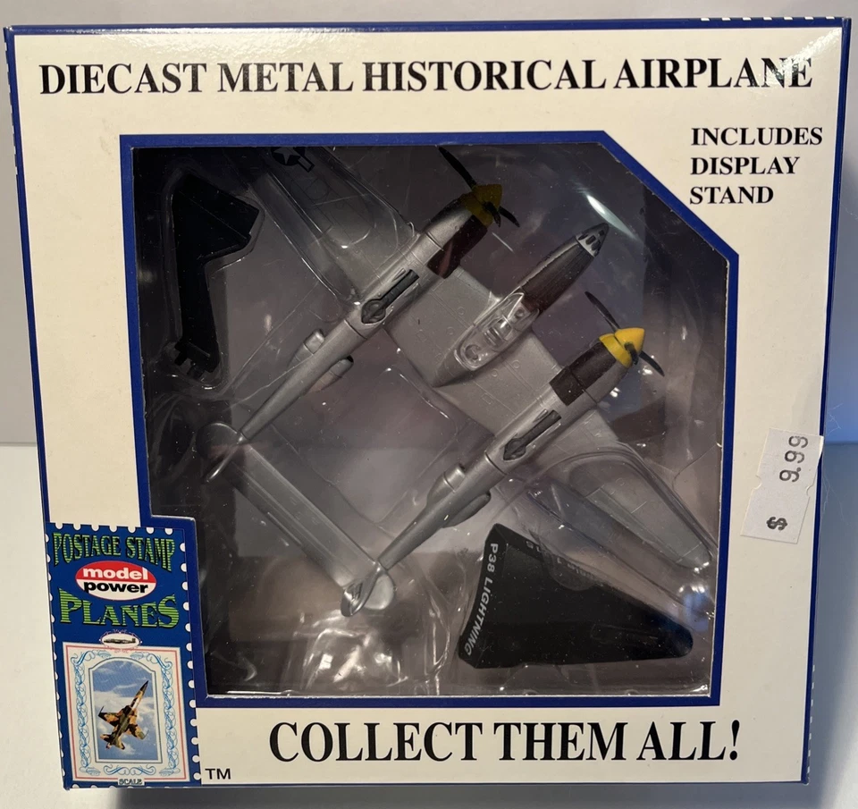 Postage Stamp Planes P-38 Lightning Diecast w/Stand No. 5362 Model (B216) - Image 3 of 4