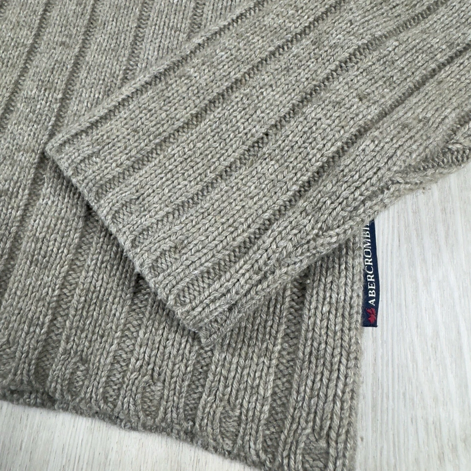 Suéter Muscular Abercrombie & Fitch Adulto XL Beige Tostado 1/4 Cremallera Lana de Cordero Para Hombres Foto 2 de 4