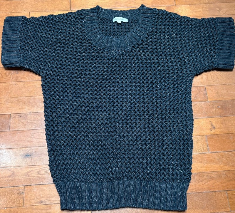 Calvin Klein Black Acrylic Knit Dog Sweater Size L -Warm Winter Apparel Pullover