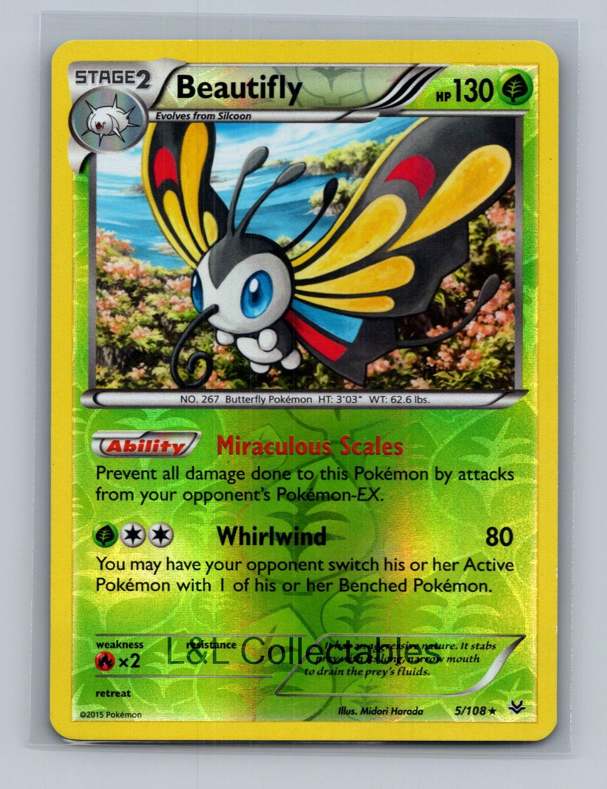 Beautifly #5/108 Reverse Holo XY - Roaring Skies