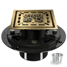 4 Inch Shower Drain, Square Shower Floor Drain Kit with Flange and Removable ...
