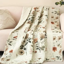 Enchanted Meadow Reversible Floral Cozy Lightweight Lap Throw - Perfect for C...