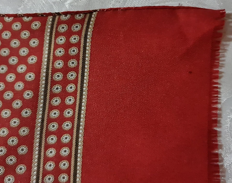 BUFANDA CABALLERO VINTAGE AUTÉNTICO ARTE GEOMÉTRICO ROJO MARRÓN LARGO HOMBRE Foto 4 de 4