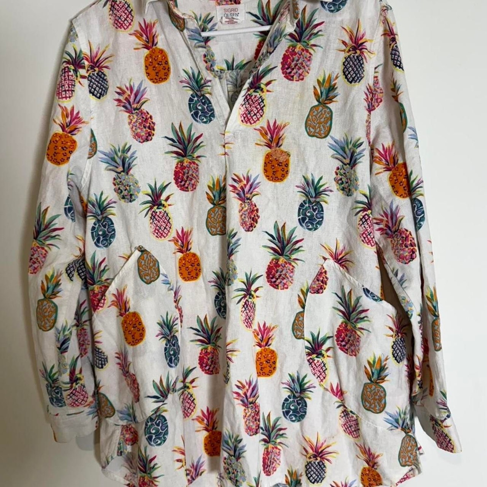 Sigrid Olsen multicoloured pineapple button up li… - image 1