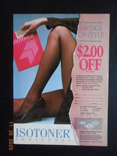 1987 Sexy Isotoner Black Sheer Pantyhose Stockings high heels long legs AD