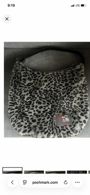 Faux fur leopard large hobo tote bag handbag
