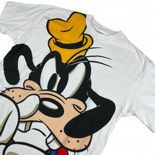 VTG NEW RARE Mickey Inc Goofy 100 Cotton T-Shirt White   Yourh XL  Adult Small