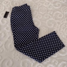 Navy Blue White Polka Dot Ankle Pants