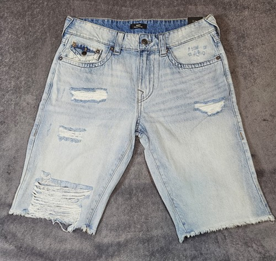 #ad True Religion Ricky Shorts Men 34 Relaxed Straight Distressed Denim Actual 37 $34.99