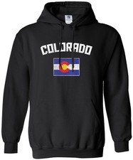Threadrock Men's Colorado Coloradan Flag Hoodie Sweatshirt state denver