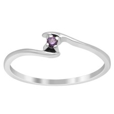 Split Shank Stackable 925 Silver Amethyst Gemstone 0.03 Ctw Women Ring