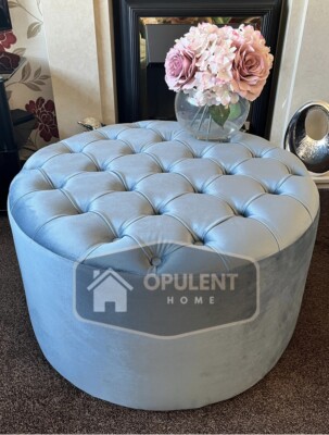 30 Zoll x 15 Zoll Duck Egg runder Chesterfield Plüsch Samt Couchtisch