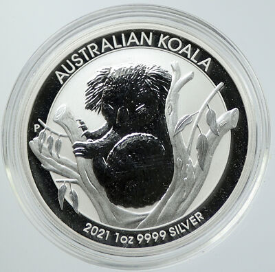 2021 AUSTRALIA Queen Elizabeth II KOALA Antique Silver OZ Dollar