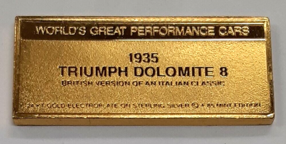 Franklin Mint Great Performance Cars Gold/Sterling Silver Mini