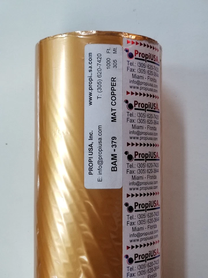 Lámina de estampado en caliente cobre mate 379 para papel y algunos plásticos 24"x1000' PROPI EE. UU. Foto 2 de 4