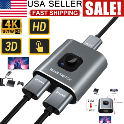 Bi-Directional 4K HDMI 2.0 Cable Switcher Splitter HUB 2 in 1 out & 1 in 2 out