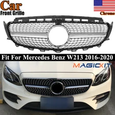 Front Bumper Diamond Grille Silver For Mercedes W213 E CLASS 2016-2020 E250 E300