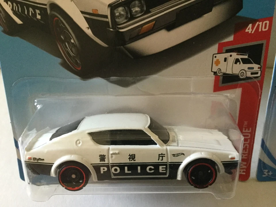 NISSAN SKYLINE Police Car Lot - 2019 Hot Wheels #160 White & Red Colors JDM - Image 2 of 3