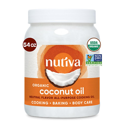 Organic Steam-Refined Coconut Oil, 54 Fl Oz, USDA Organic, Non-GMO, Vegan, Keto,