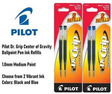 Pilot Dr. Grip Center of Gravity Ballpoint Ink Refills, Medium Point, 3 Packs