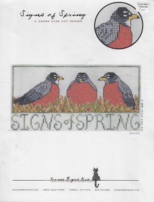 A Cross Eyes Kat Design-Signs of Spring - Birds-cross stitch pattern-New