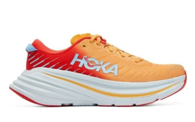 Hoka Bondi X CARBON FIBER PLATE $215 Orange Fiesta Yellow Multi Running Shoes