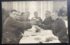Mint Germany Real picture Postcard RPPC Military Soldiers Toast