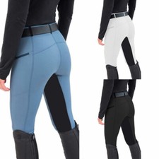 Damen Reiten Leggings Lady Strumpfhose Hoher Bund Taschen Griff Reiter Hos C8