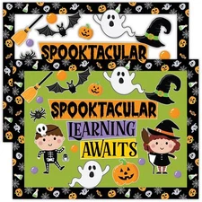 Halloween Bulletin Board Decorations 76 Pcs Cutouts with Borders Classroom