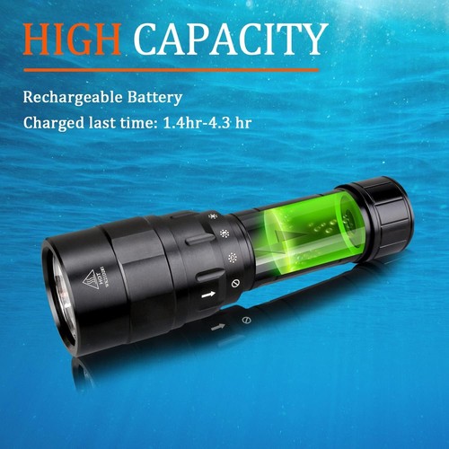 D10 4500 Lumen Luce Subacquea, 3 Modalità Luce Subacquea Torcia Subacquea D... - Foto 5 di 8