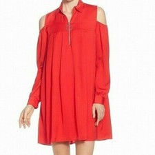 Catherine Malandrino Massima Cold-Shoulder Dress Lipstick Red M
