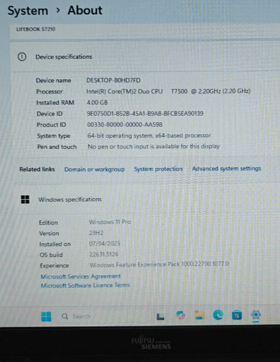 Fujitsu Lifebook S7210 2.2GHz Laptop Windows 11 Office DVD 256GB SSD BT Cheap - Image 3 of 4