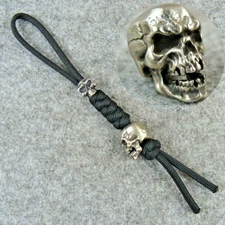 White Copper Skull Knife Lanyard Bead Paracord Beads Handmade Lanyard Pendant
