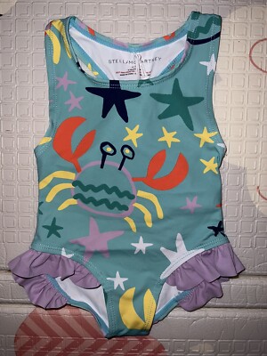 STELLA MCCARTNEY Girls Swim Costume 12 Months Beach/Stars BNWT RRP £95