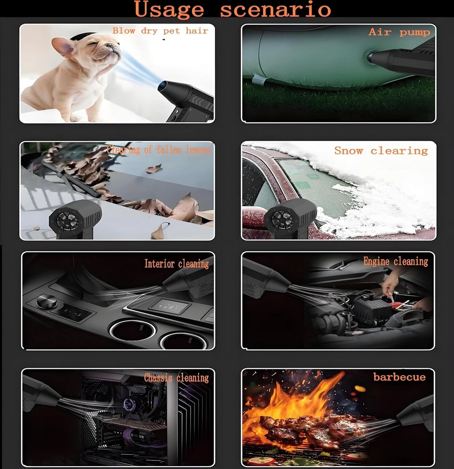 Potente plumero de aire de 180000 RPM - Soplador eléctrico recargable para computadora/coche Foto 2 de 4