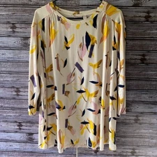 Logo By Lori Goldstein Women's Long-Sleeved Tunic Top Size 1X Cream Pockets