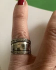 Vintage SILVER RING Wide Cigar Band Style BRAIDED EDGES Boho Chic 6.5 Dented