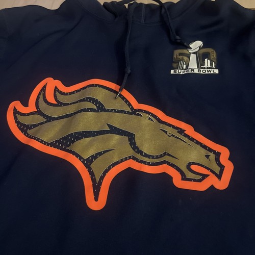 Denver Broncos Super Bowl 50 Hoodie Sweatshirt Mens Sz Small Blue Long Sleeve - Picture 2 of 11