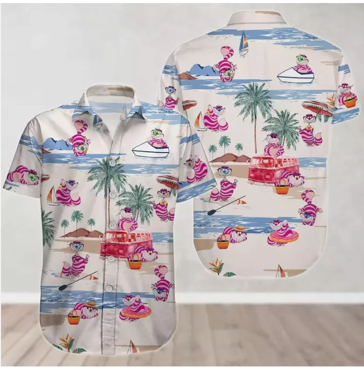 Cheshire Cat Summer Hawaiian Shirt, Gift for Men and Women