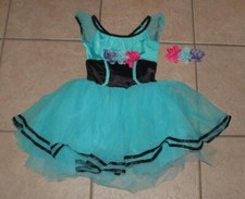 Girls Small Bright Blue Tutu Dress  Barette Dance Costume Outfit CURTAIN CALL