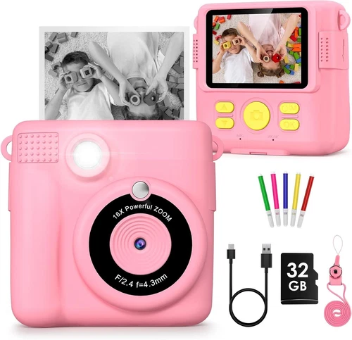 Kids Instant Print Camera Video Recorder 1080P LCD Mini Toy Digital Children Cam