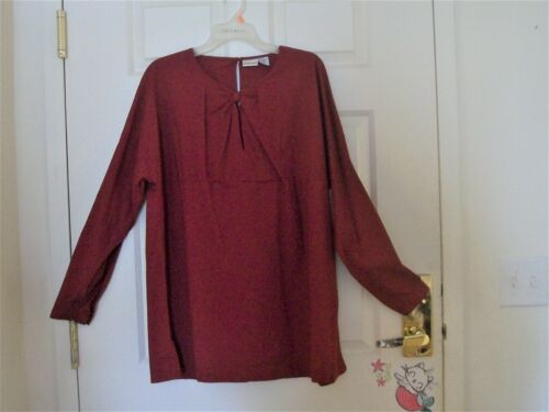 Newport News Red Long Sleeve Tunic Key Hole Front with Bow Look Key Hole - Picture 3 of 3