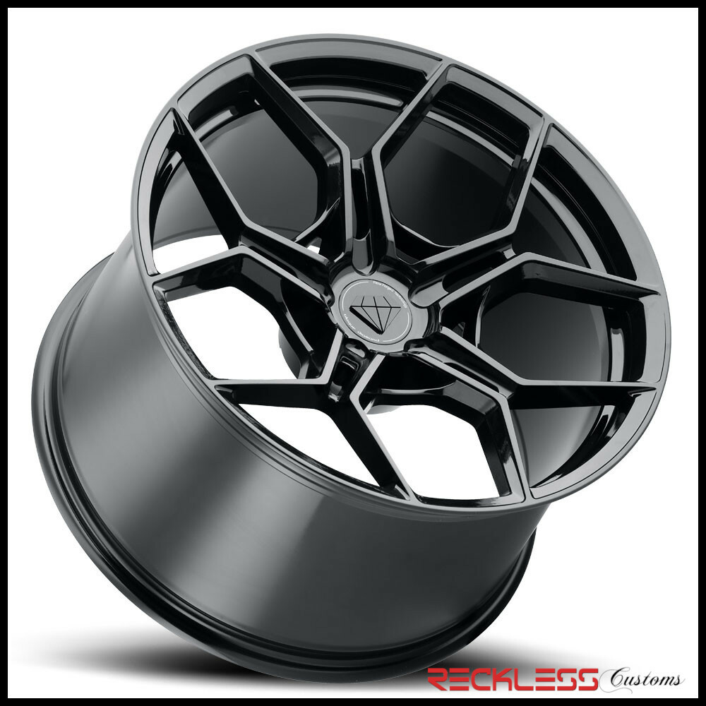 BLAQUE DIAMOND 22" BD-F25 BLACK CONCAVE WHEEL RIMS FITS MASERATI GRAN TURISMO S