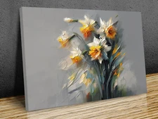 Daffodils Abstract Modern  art  mounted canvas print art ready to hang