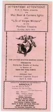 1935 U.S. Marine Copr Peking China Max Baer Carnera Boxing Program #6T