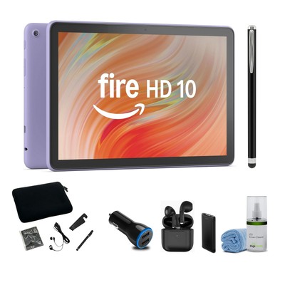 Fire HD 10 - 10.1 inch Tablet (2023 Release) - 32GB - Lilac + Tablet Essentials