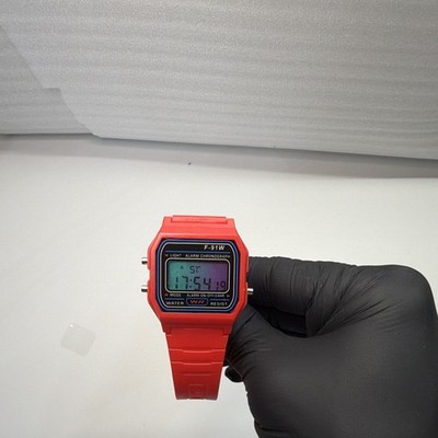    Custom  Scarlet Pulse  Retro Digital Watch   Red | Cyan to Purple Gradient
