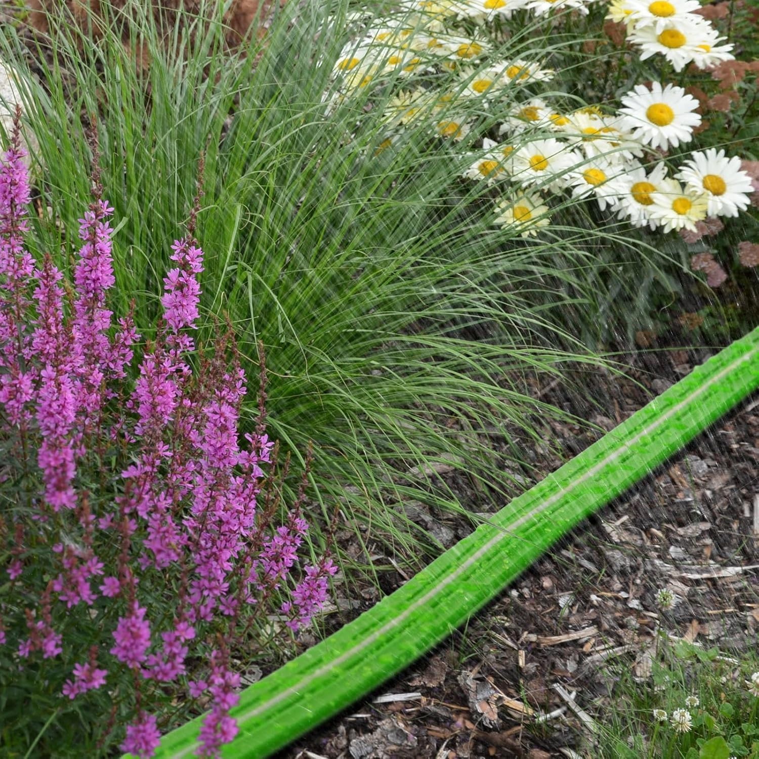 Sprinkler Soaker Hose for Yard 50 FT, Heavy Duty Garden Water Hoses with Stak...