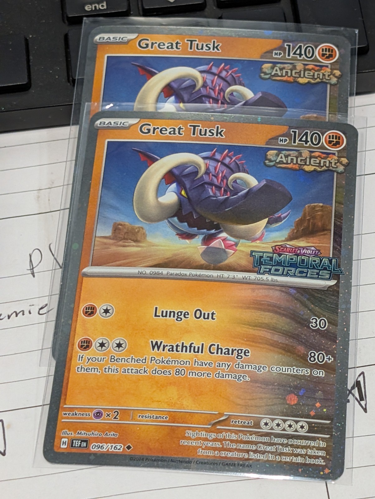 Great Tusk [Stamped] #96 Pokemon Temporal Forces With Swirl 🍥 Off Back