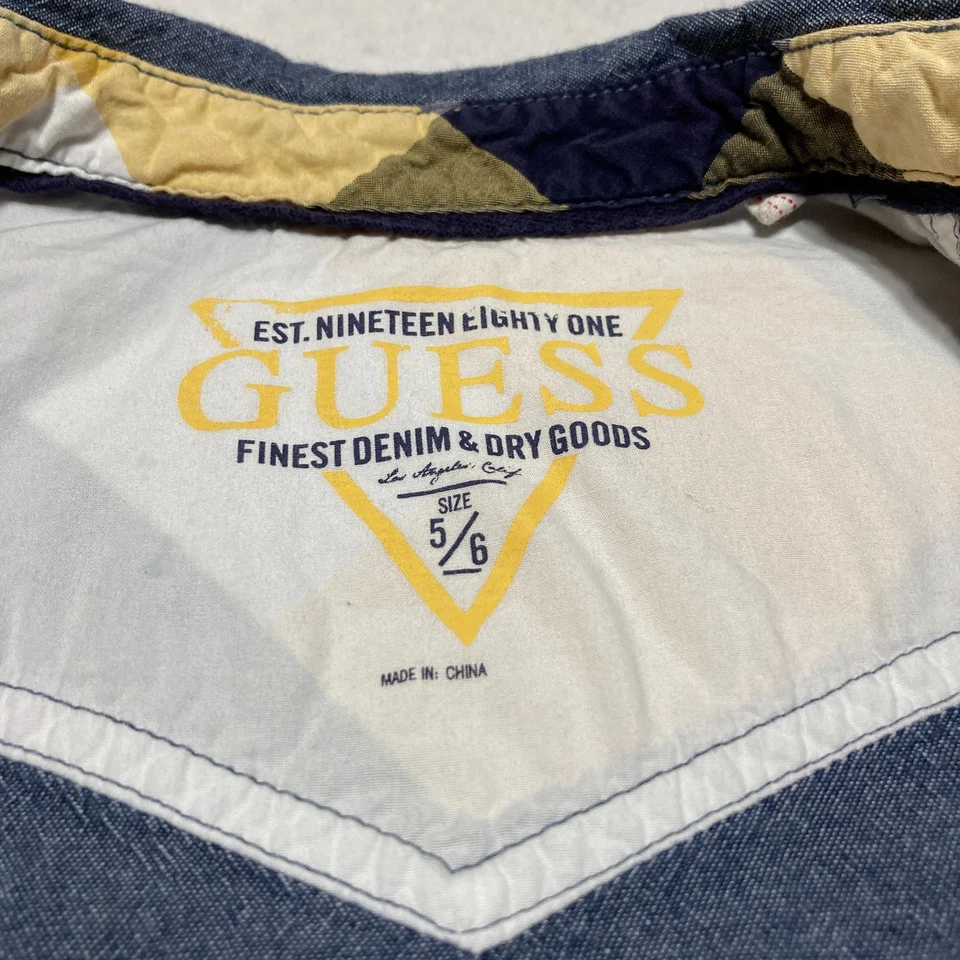 Camisa GUESS Niños 5/6 Denim Cambray Yugo Occidental Hombro Manga Larga Botón Foto 3 de 4